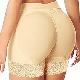 FLORATA Womens Butt Lifter Panties Seamless Padded Shapewear Hip Enhancer Body Shaper Lace Boyshorts