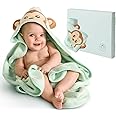 Hooded Baby Towels for Newborn Toddler Boys Girl 35x35 Inches - Mint Green Bamboo Rayon Bath Towel with Hood - Baby Essentials Infant Robe Gift Idea for Baby Registry Shower Must Have Newborn Stuff