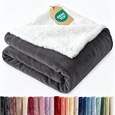 Sherpa Fleece Blanket Queen - Reversible Blanket - Dark Grey, 90" x 90" | Super Soft Double Sided Blanket for Bed, Sofa, Couch, Camping &amp; Travel, Thick, Warm &amp; Plush, Luxurious Bedspread for Winter