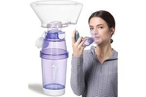 CLINIVOX Inhaler Spacer for Adults, Spacer for Inhaler with Anti-Static Chamber, Detachable Design for Easy Cleaning, Leak-Resistant Valve, Liquid Silicone Mask, Durable and Effective Model 4650