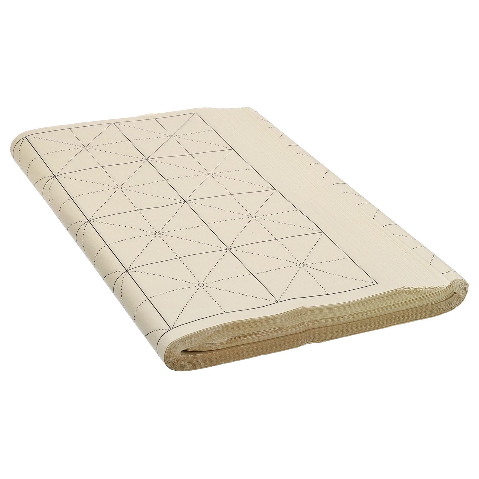 PATIKIL Xuan Paper, 100 Sheets Rice Paper with 3" Grid for Calligraphy Practice, Painting, Drawing, Half Raw Ripe Xuan, 12"x24" (Yellow Paper Black Line)