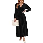 Sissyaki Women's Long Sleeve Velvet Dresses Fall Winter Long Dress Wedding Guest Party Maxi Dress