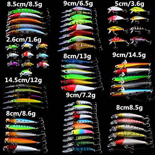 L-MEIQUN, 67pcs Angelköder Set Mixed 10 Varisized Modelle Fischköder Artificial Qualität Poressional Bass Wobbler…