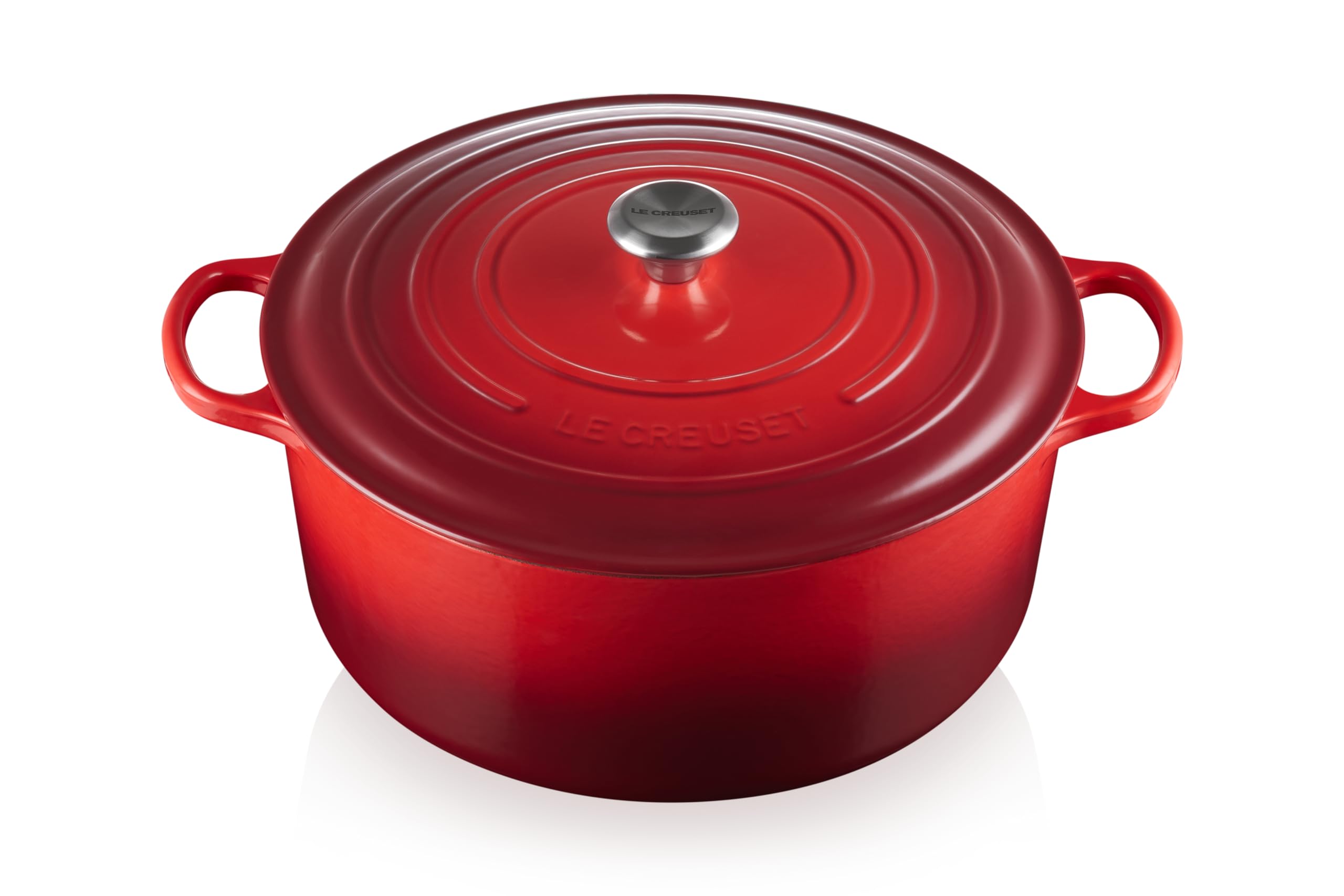 LE CREUSET Signature Cast Iron Round Casserole, 34 cm - Cerise