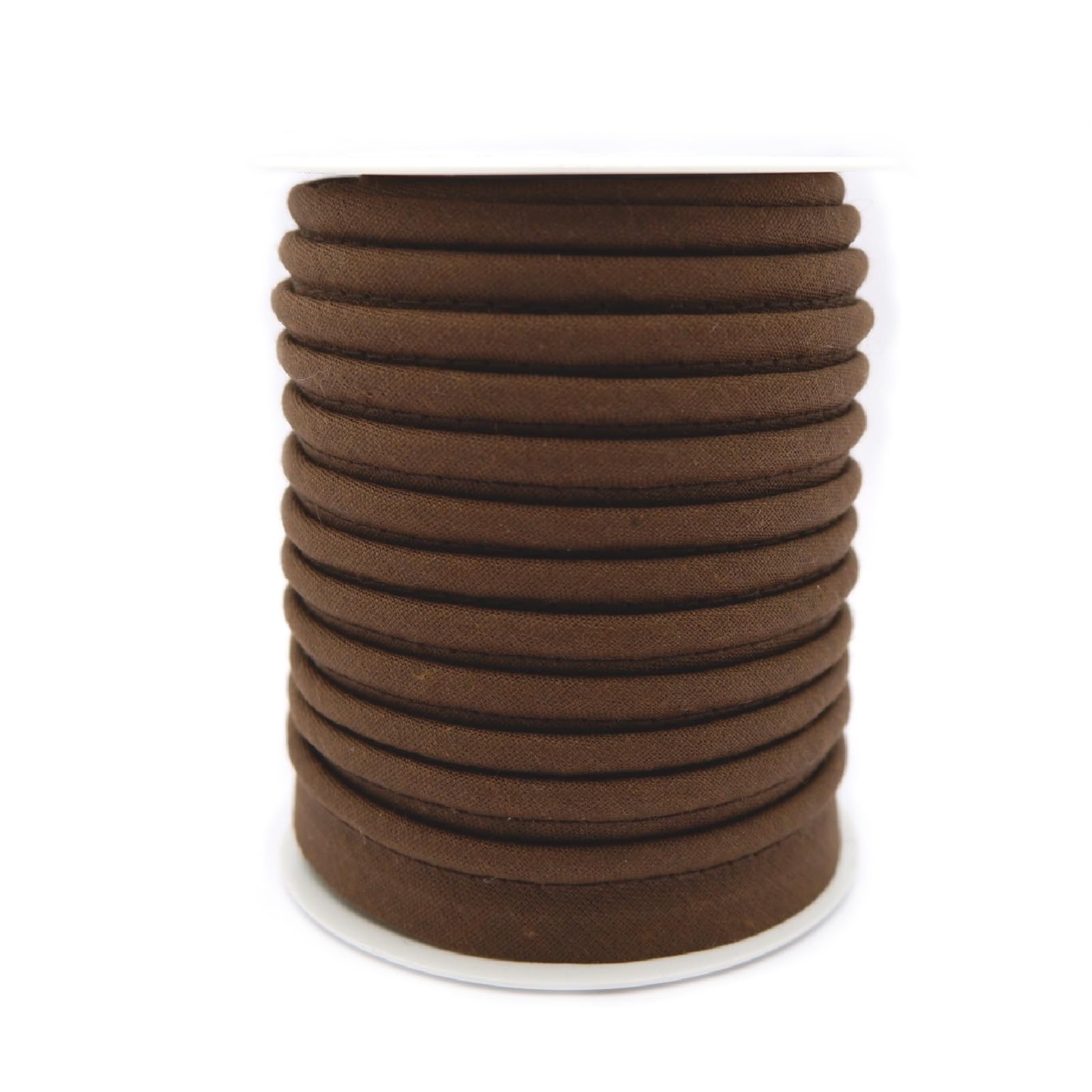 TEXTEX = Piping for Sewing, Decoration, and Crafts. Composition 50% Cotton and 50% Polyester. Total Width of 15mm, Cord of 5mm, and Flap of 10mm. 10 Meter Reel - (Dark Brown)