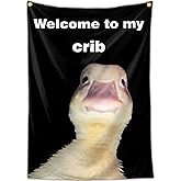 Cuiliqun Welcome to My Crib Duck Flag 3x5 Ft Funny Tapestry Flags for Bedroom Room Guys College Dorm Cool Meme Flags Posters Banners for Room Man Cave Wall Art Posters Decor