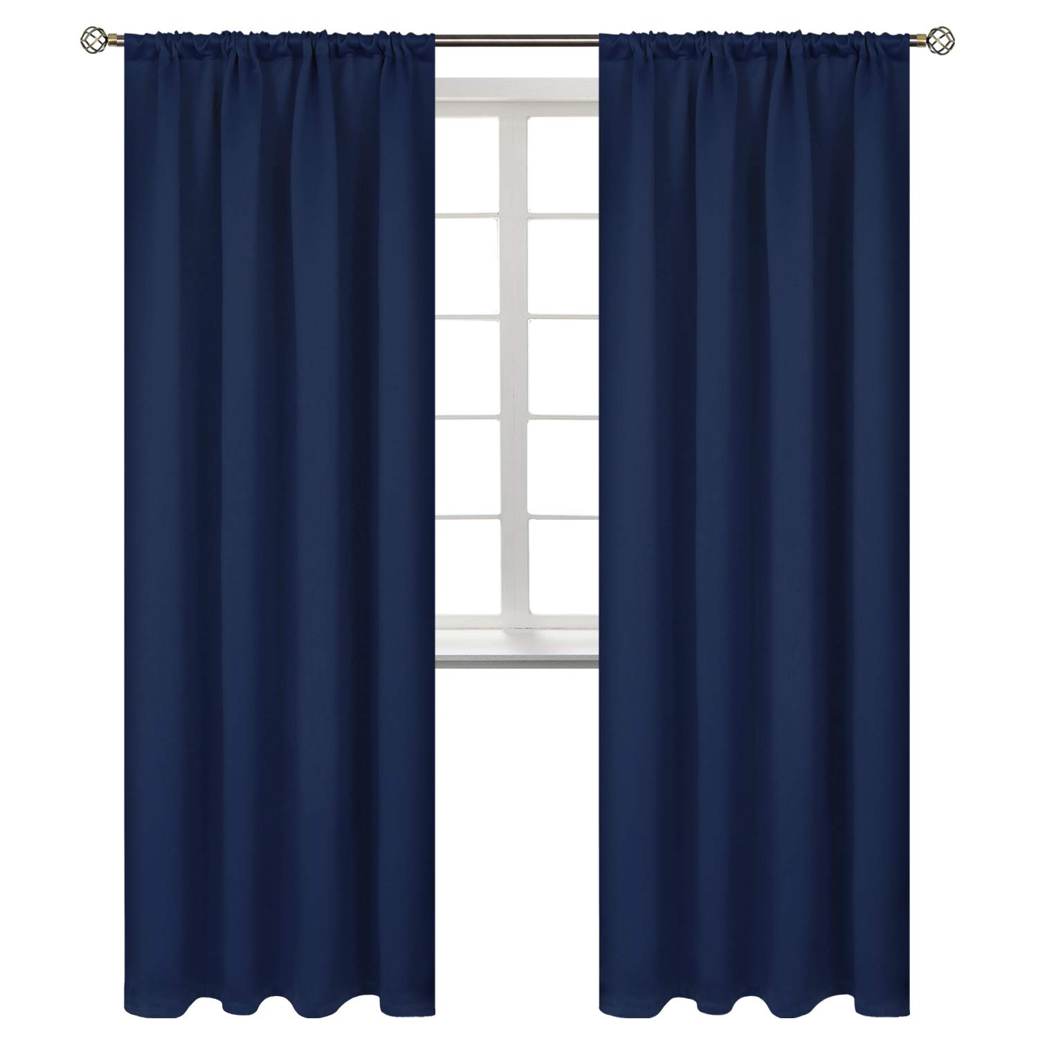 BGment Rod Pocket Blackout Curtains for Bedroom 84 Inches Length - Thermal Insulated Room Darkening Curtain for Living Room, 42 x 84 Inch, 2 Panels, Navy Blue