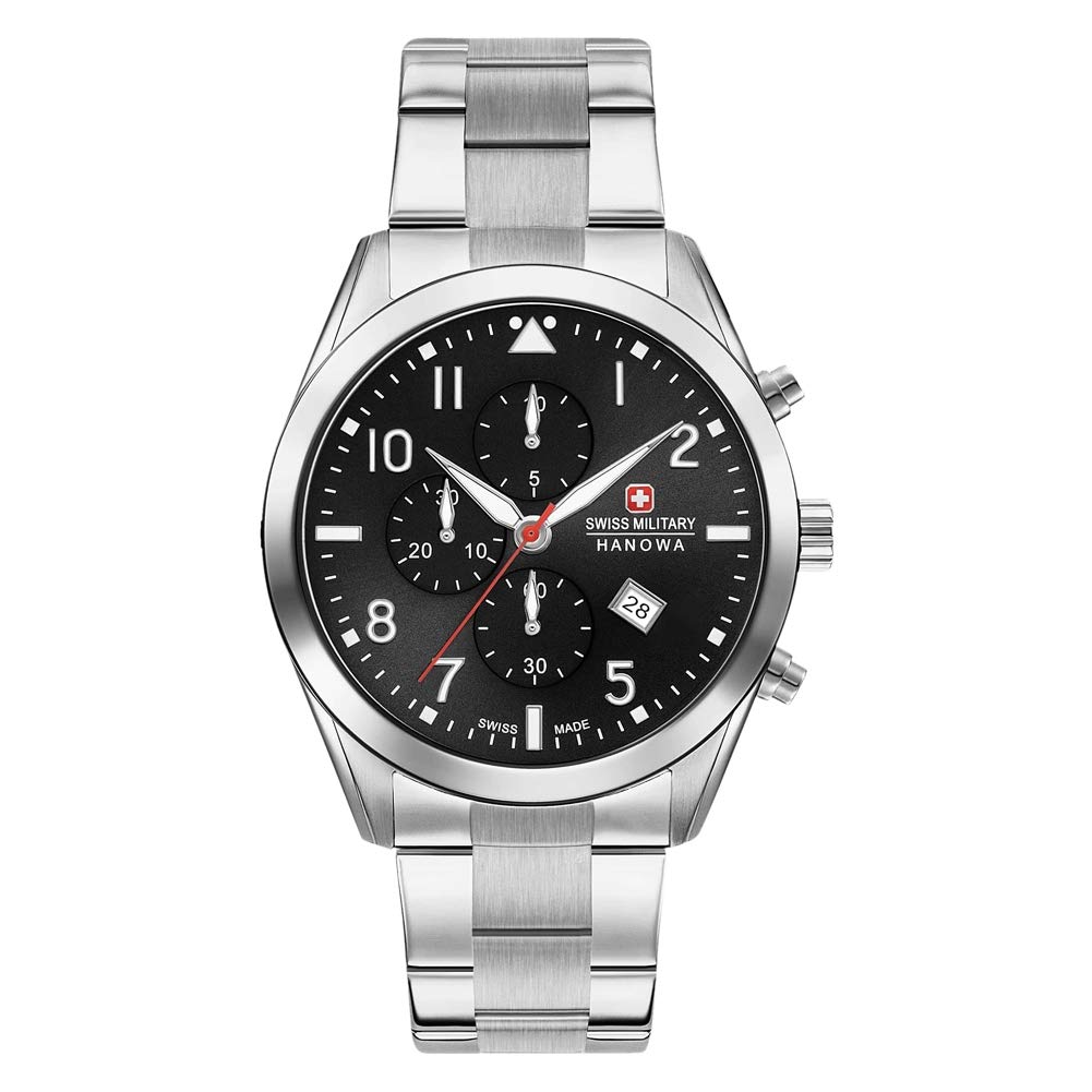 Swiss Military Mens Quartz Watch, Chronograph Display and Stainless Steel Strap 06-5316.04.007