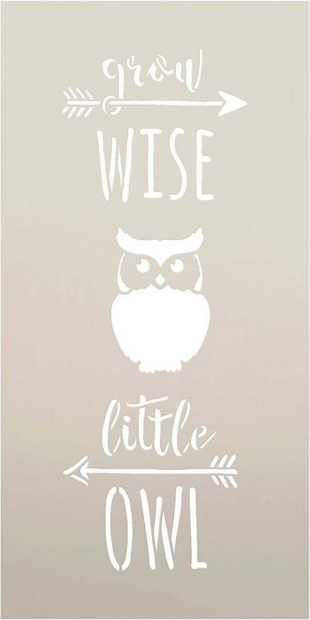 Amazon Com Grow Wise Little Owl Stencil By Studior12 Arrow Word Art Reusable Mylar Template Paint Tall Wood Sign Craft Rustic Farmhouse Nursery Home Decor Diy Inspiration Cursive Script