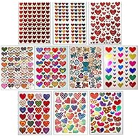 Jazzstick 10-Sheet Valentines Heart Stickers Glitter Red & Colors Value Pack Bulk 02