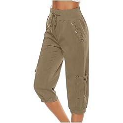 symoid Returned Items Capri Pants for Women Summer