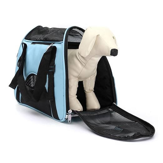 LINGJUN Hunde-Transportbox, Transportkäfig mit Netzgewebe-Fenster, verstellbar und faltbar, weich, für Haustiere, Größe L