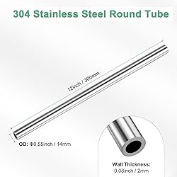 M METERXITY 300mm 304 Stainless Steel Tube, 14mm OD