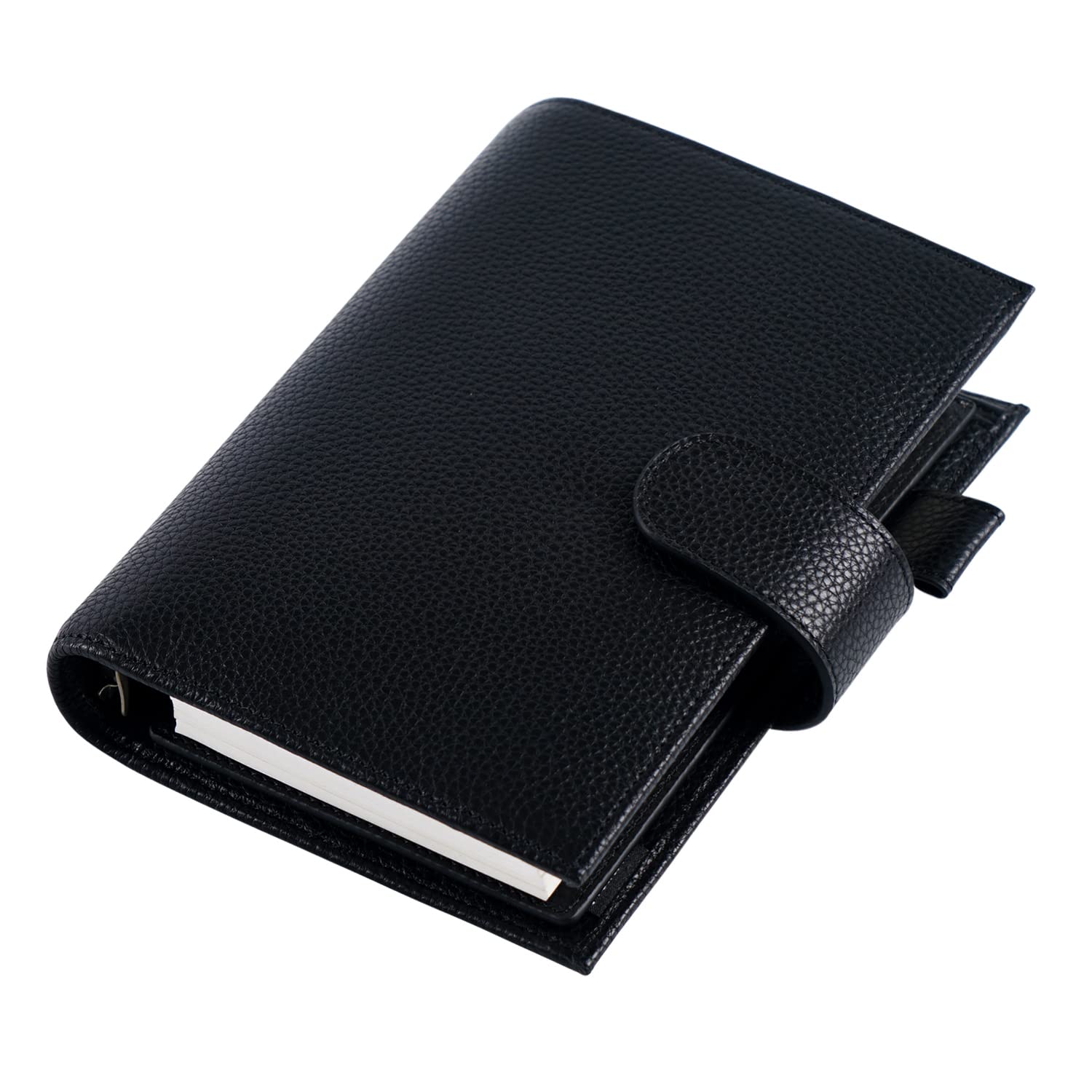 Moterm Personal Regular Rings Planner - Genuine Leather Binder Organizer (25mm Ring, Pebbled-Black)