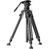 SmallRig AD-50Pro Heavy Duty Video Tripod, Carbon Fiber Lightweight Tripod with FreeSpeed One-Step Height Adjustment, Fluid Head, Dual-Mode QR Plate, Center Column, Weight 7lb, Load up 13.2lb