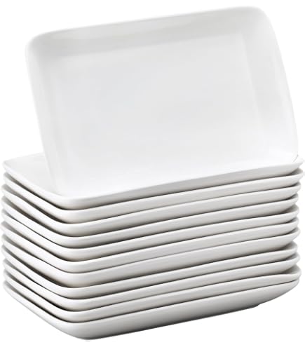 Amazon.com | Foraineam Rectangular Salad Plates, 10 Inch White