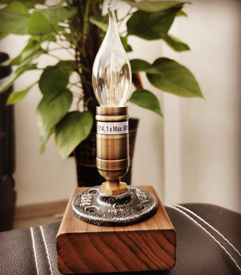 JINYU Vintage Weathered Wood Table Lamp - Image 4