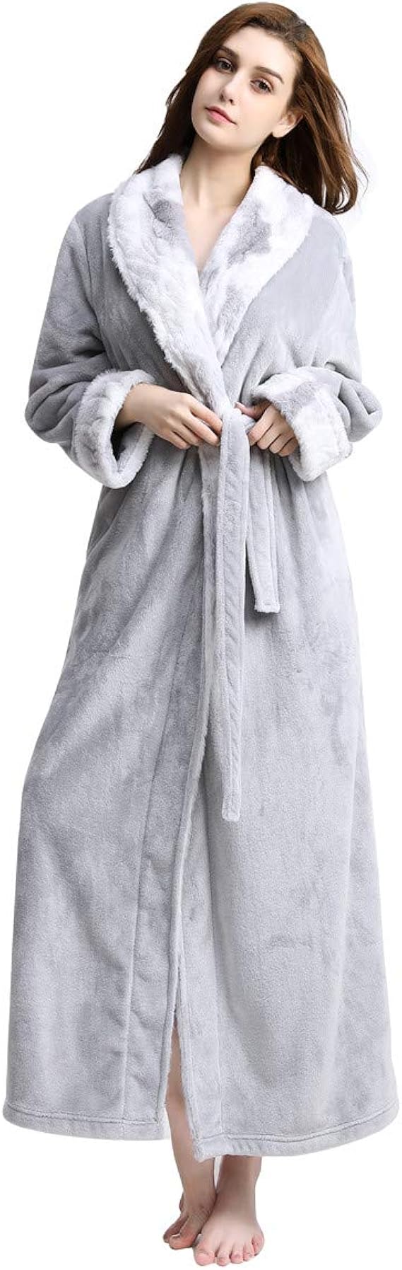 DoMii Women Long Thick Fleece Robe Soft Spa Plush Full Length Bathrobe