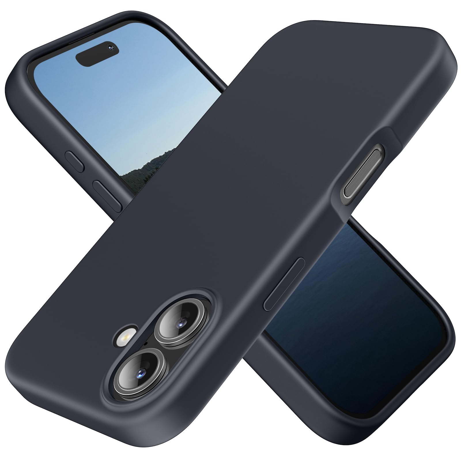 TAXXOE Silicone Case Compatible with iPhone 16 Case Soft Ultra Slim Protective Shockproof Liquid Silicone Phone Case,Anti-Scratch Microfiber Lining, 6.1" Midnight Blue