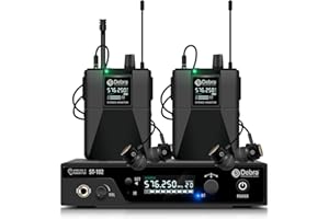 D Debra PRO ST-102 UHF Stereo Wireless in Ear Monitor System,Wireless IEM with Bodypacks and Headsets,530-580Mhz Transmitter and Receiver,Ideal for Stage,Studio,Speech(2 Bodypack with Transmitter)