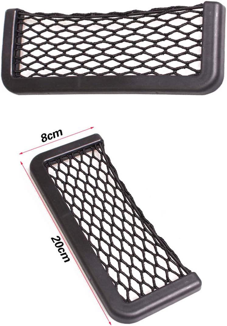 Car Trunk Storage Net, 2 Pack 20 cm x 8 cm Black Magic Self-Adhesive Storage Net Elastic String Net Mesh Bag for Mobile Phone Wallet Keys Small Things