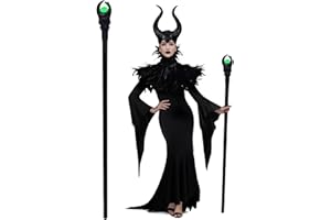 DDXX 51Inch Halloween Evil Queen Staff Scepter Green LED Light up Magical Scepter Wand Wizard 51inch Adustable Length