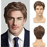 Mens Brown Wig Short Layered Fluffy Synthetic Wig for Halloween Daily Mens Costume Wigs Hair for Male Buy