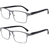 OKH 2 Pairs of Reading Glasses for Men - Unbreakable Blue Light Blocking Computer Reading Glasses for Men - Clear Magnifying Vision (1.5x)