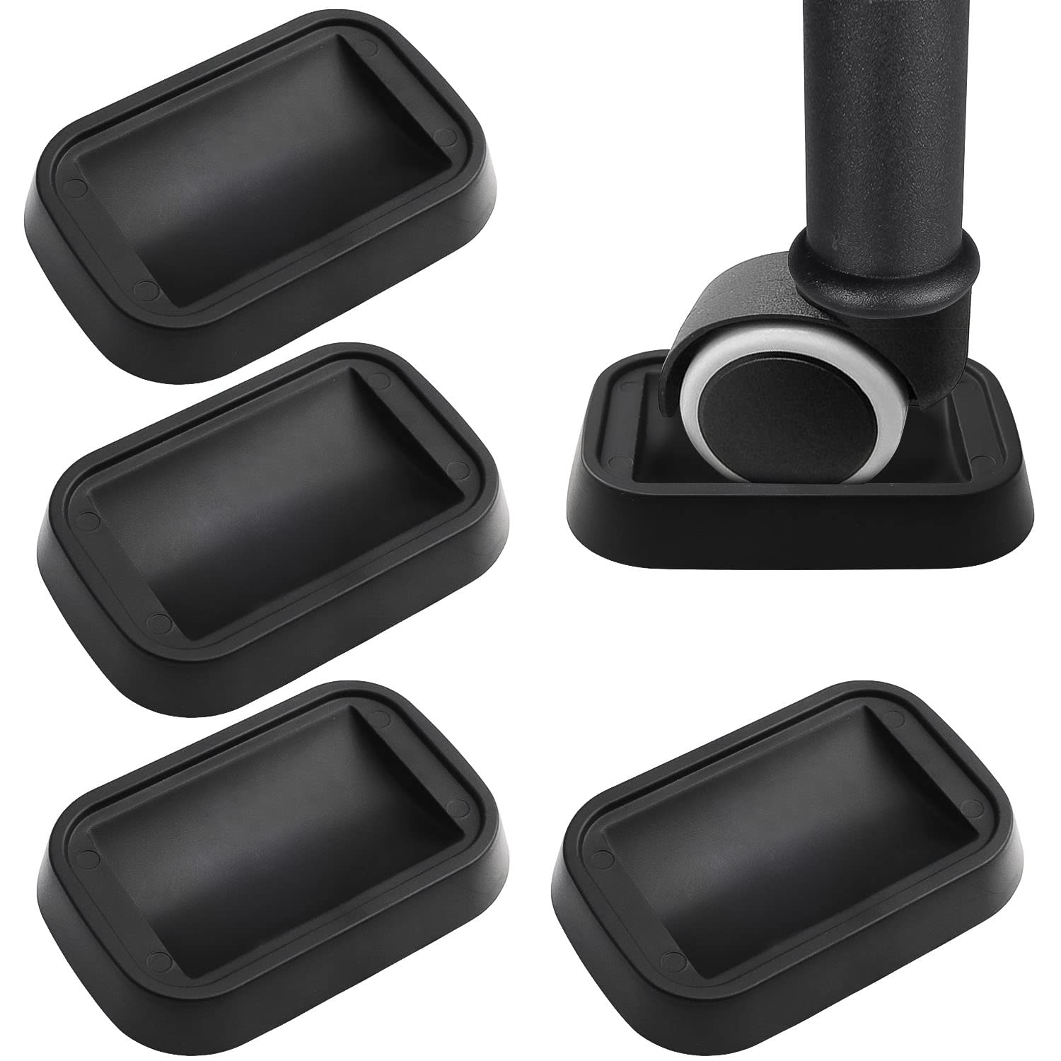 FYSL Furniture Castor Cups 4 Pcs Rubber Castor Cups, Caster Cups to Protect Wooden Floor, Rubber Caster Cups Non Slip Furniture Coasters for All Floors & Wheels of Furniture, Sofas, Bed