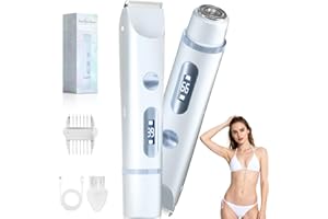 Fanovae Bikini Trimmer for Women – Gentle Electric Razor for Sensitive Areas, Waterproof USB-C Rechargeable Shaver for Body & Face, Stocking Stuffers Holiday Gift (Sky Blue with LED)