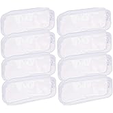 XGOOD 8 Pieces Clear Pencil Case PVC Makeup Pouch Zippered Pencil Case Toiletry Carry Pouch Big Capacity Bags Portable Pencil Bags for Women,Students,Men,Kids Gifts(White)