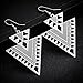 Happy Source Fashion Jewelry Double Triangle Earrings Hollow Dangle Earrings Silver Plated