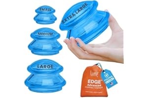 LURE ESSENTIALS Silicone Cupping Therapy Set Professional Massage Cupping Cups for Cupping Therapy 4 Cup Kit for Massage, Myofascial Release, Cellulite Reduction (Lure Blue)