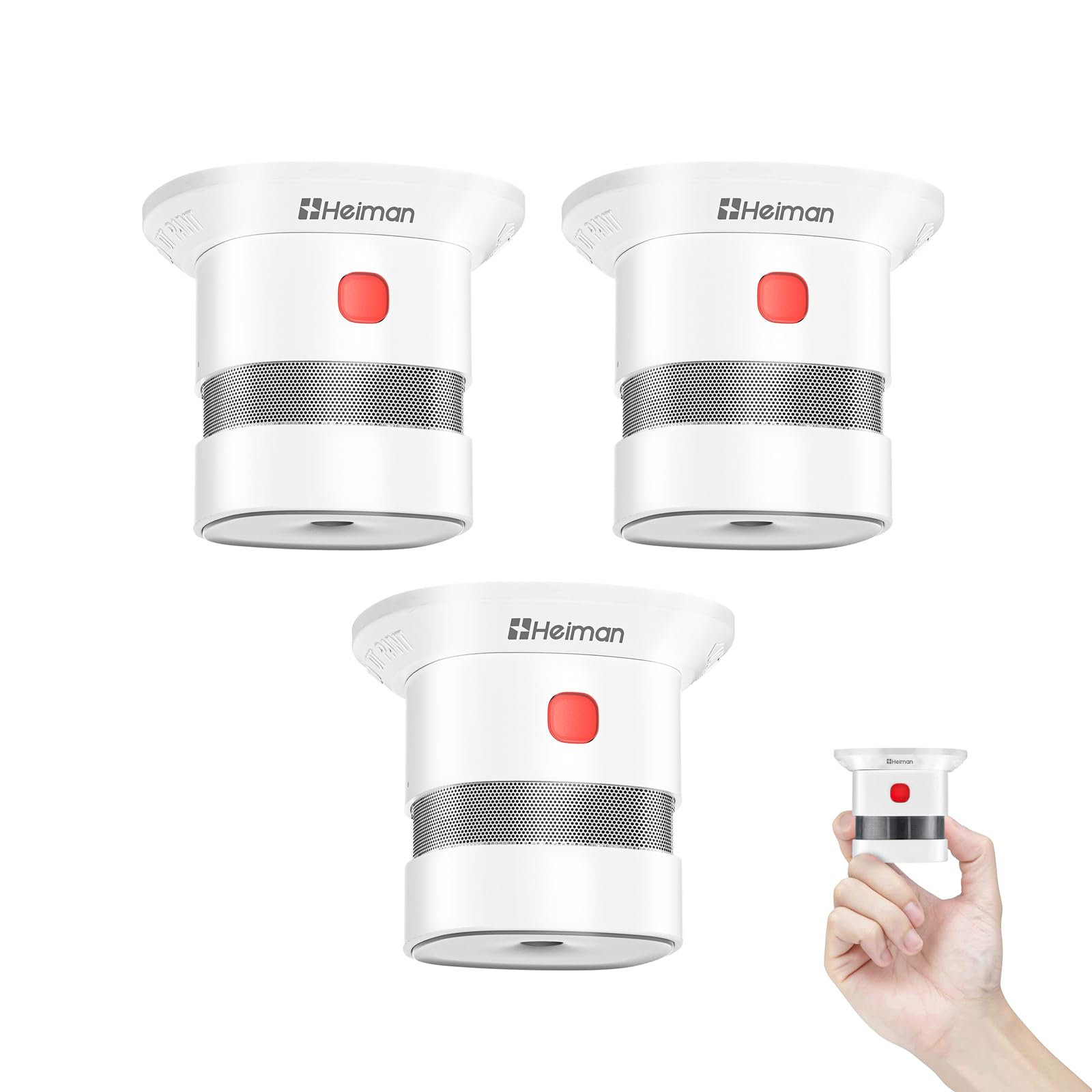 Heiman Mini Smoke Alarm, Small Smoke Detector with 10-Year Battery Life(Included), Reddot Award, EN14604, CE Certified Independent Smoke Detector Photoelectric Sensor (3 Pack)
