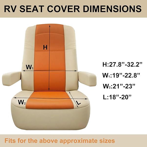 BEADCHICA 2 PACK RV SEAT COVERS- FOR CAPTAINS CHAIRS,LEATHER MOTORHOME SEAT COVERS, FOR CLASS-A RV SEAT WITH ARM REST COVERS (LIGHT ORANGE)