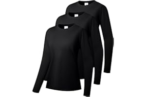 HIBETY 3 Pack Women's UPF 50+ Dry Fit Long Sleeve Athletic Shirts Gym Yoga Running Workout Tops
