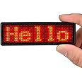 LED Name Tag, Rechargeable Wireless Bluetooth LED Name Badge Reuseable Price Tag 44x11 Pixels Digital Sign Temperature Display for Restaurant Shop Exhibition Nightclub Hotel