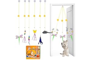 Mitubati Cat Toys Indoor Hanging Door Retractable Kitten Toy Fun Exercise Interactive String Feather Cat Toys for Hunting Cha