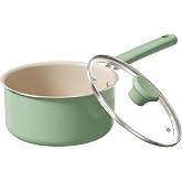 Redchef 2.5QT Nonstick Sauce Pan, Ceramic Sauce Pot with Lid, Green | Ceramic Cooking Pot, Kitchen Non Toxic Soup Pot, PTFE &amp; PFOA Free, Rapid Even Heat, Stay Cool Handle, All Stovetops