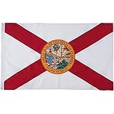 SYII Florida Boat Flag 12x18 Inch, Embroidery State of Floride FL Flags with 2 Brass Grommets, Heavy Duty Nylon Outdoor Banner for Yacht