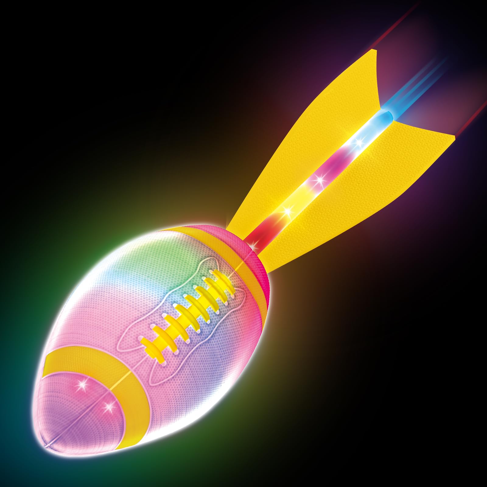 Faburo Vortex Foam Football, Soft Vortex Howler Light up Football for Long-Distance Throws, Rechargeable 12 Color-Changing Great for Pool and Beach, Throwing Rocket for Kids Ages 8-12