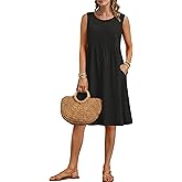 AUSELILY Summer Knee Length Dress Women A Line Sleeveless Loose Sundress Crew Neck Dress 2026 New