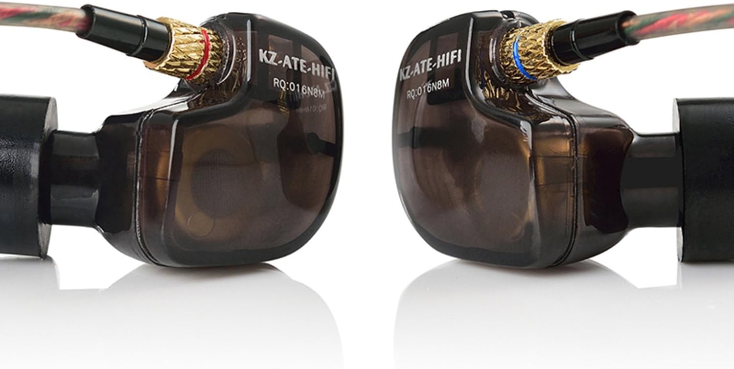 KZ ATE Dynamic Balanced Armature IEMS in Ear HiFi Monitors DJ Studio Stereo Music Earphones Headphone Earbuds for Mobile Phone iPhone MP3 MP4 Music Player (Black Without Mic)