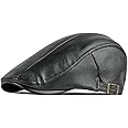 Qianuer Newsboy Hats for Men Leather Ivy Flat Cap Gatsby Driving Cabbie Beret