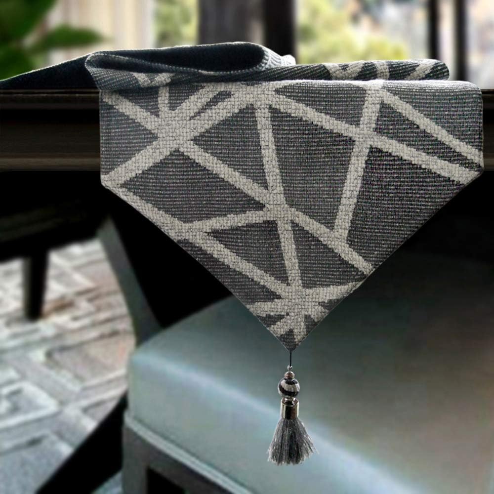 Artbisons Grey Dinning Table Runner 13x120Inch Fashion Contracted Tea Table Cover with Thickly Modern Handmade Tablerunners for Wedding Party