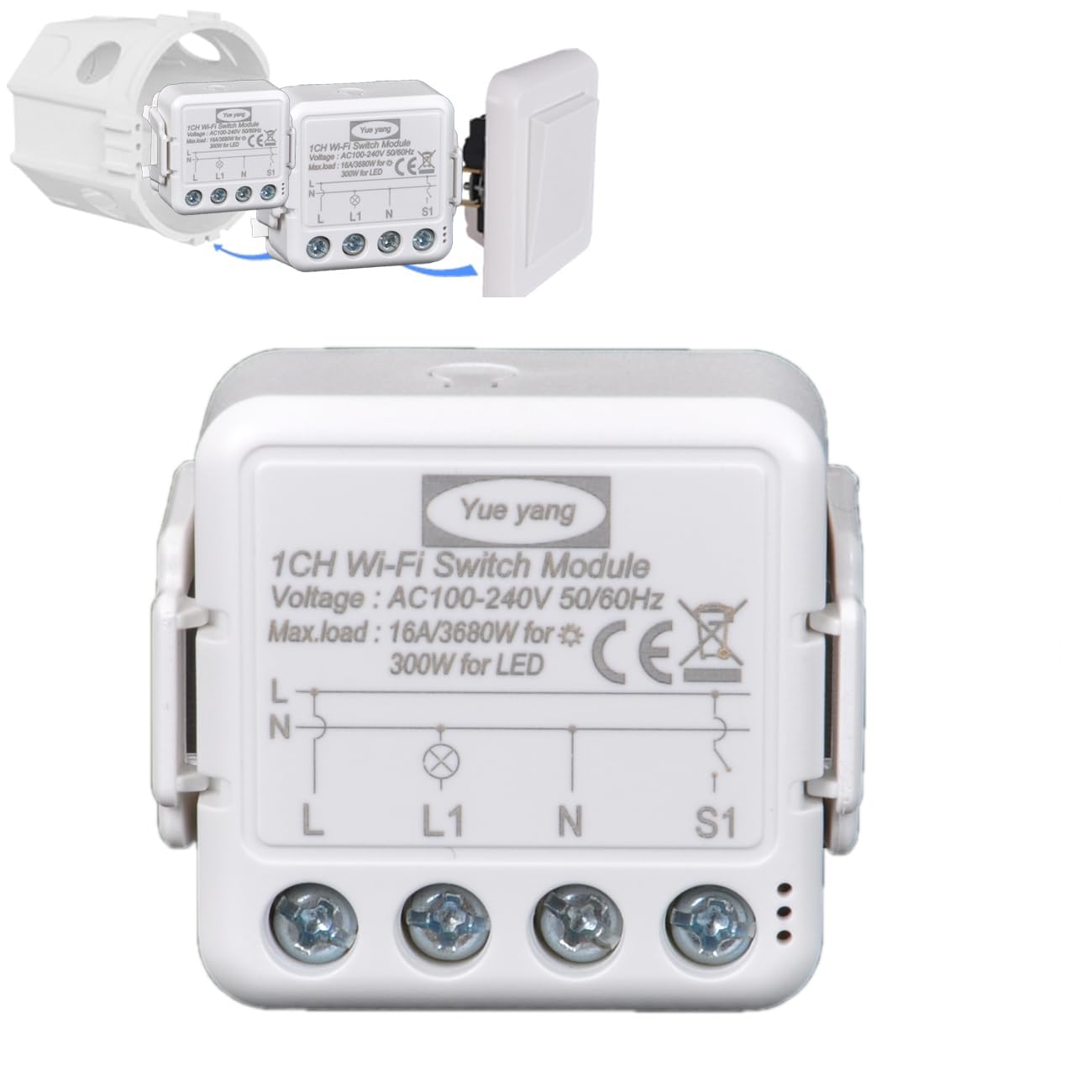 Mini DIY Smart Switch Small Body Remote Control Switch WiFi Support External Switch Works Alexa