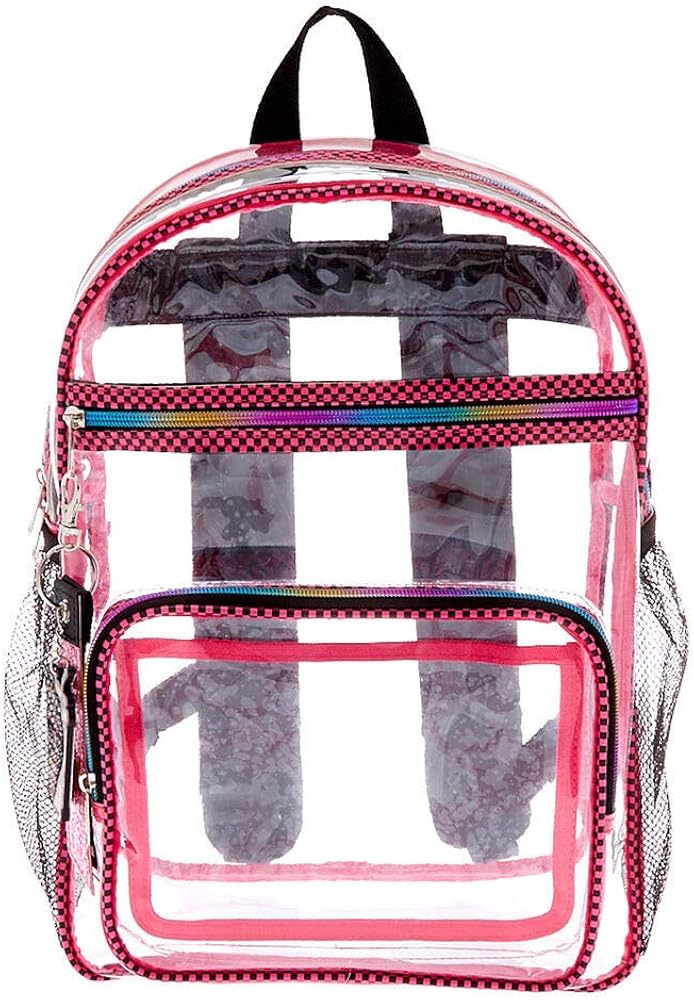 pink brand clear backpack
