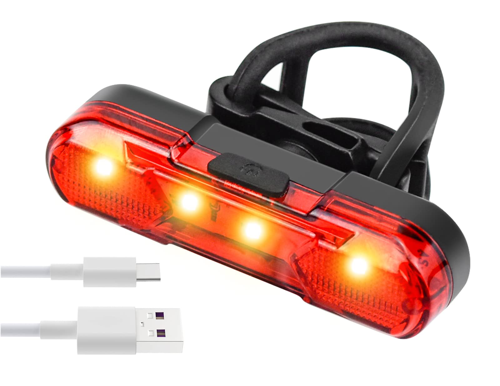 Nerissa Rear Bike Light LED Red Bike Tail Light USB Rechargeable Bicycle Taillight Waterproof High Brightness Bike Back Light for Cycling Helmet Backpack Safety Warning, 4 Steday/Flash Modes (AS1010)