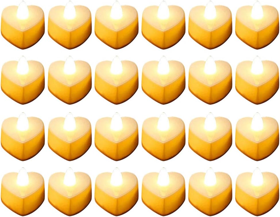 Jackallo LED Candles Light,24 Pcs Heart Shape LED Candles Tea Light