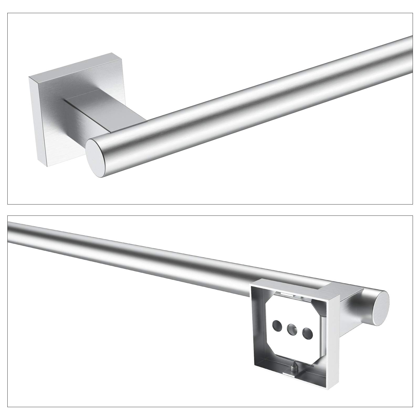 HOMGIF 24-Inch Towel Bar Rack SUS 304 Stainless Steel Brushed Finish Wall Mounted Bath Shelves Hanger (Single Bar)